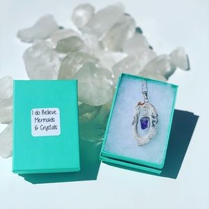 Agate with Amethyst Pendant with 18cm chain